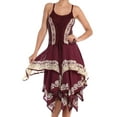 thumbnail image 1 of Sakkas Batik Corset Style Bodice Handkerchief Hem Dress - Chocolate / Cream - One Size, 1 of 4