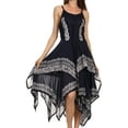 thumbnail image 1 of Sakkas Batik Corset Style Bodice Handkerchief Hem Dress - Navy / White - One Size, 1 of 4