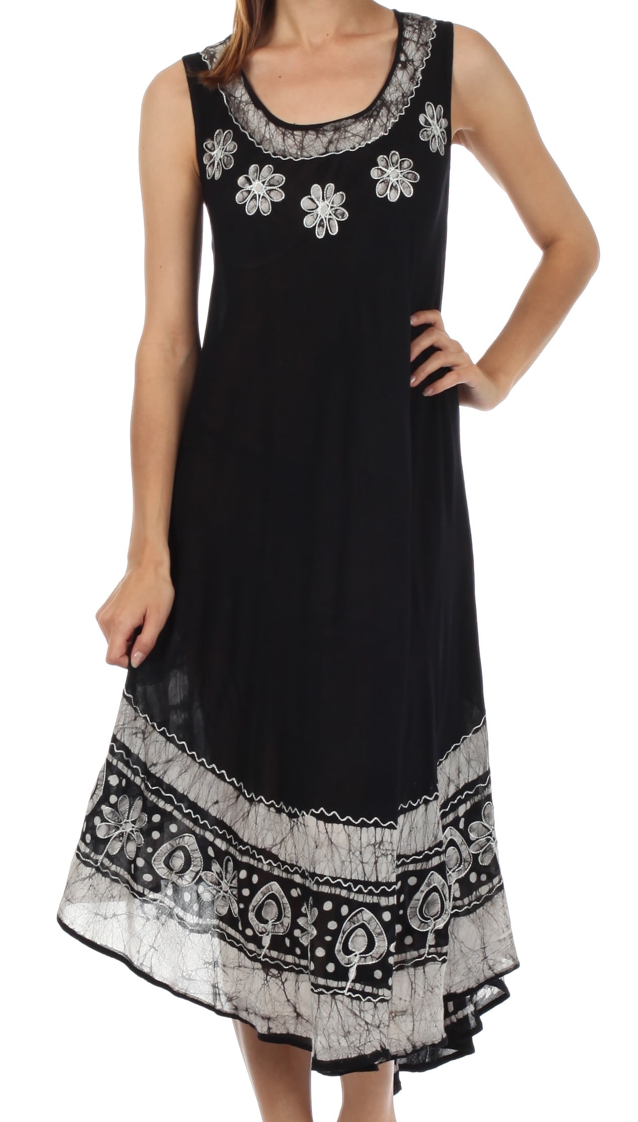 Sakkas Batik Flower Caftan Tank Dress Cover Up | Seychelles