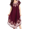 thumbnail image 1 of Sakkas Batik Hindi Cap Sleeve Caftan Dress / Cover Up - Chocolate - One Size, 1 of 6