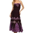 thumbnail image 1 of Sakkas Batik Triangle Smocked Empire Waist Dress - Eggplant - One Size, 1 of 4