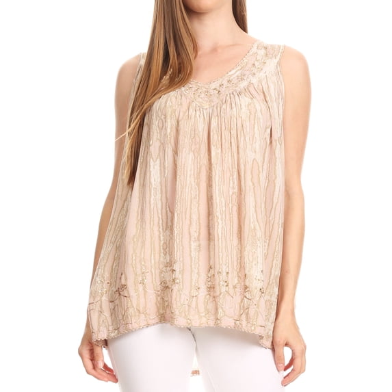 Sakkas Boho Love Sleeveless Blouse - Bittersweet - One Size