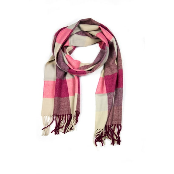 Sakkas Booker Cashmere Feel Solid Colored Unisex Winter Scarf With Fringe - Beige / Maroon - One Size Regular