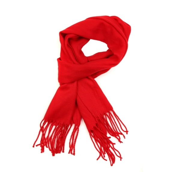 Sakkas Booker Solid Colored Unisex Winter Scarf With Fringe - Red - One Size Regular
