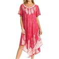 thumbnail image 1 of Sakkas Bree Long Embroidered Cap Sleeve Marbled Dress - Orchid - One Size Regular, 1 of 5