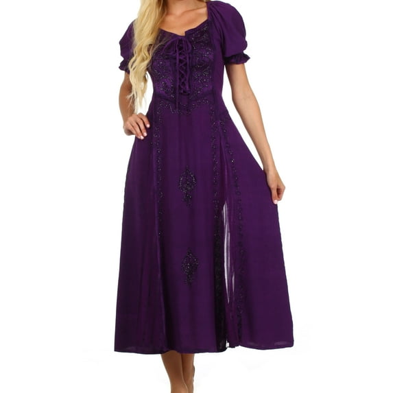 Sakkas Bridget Renaissance Dress - Purple - 1X/2X