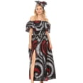 thumbnail image 1 of Sakkas Buhle Ruffle Off-shoulder Long Dress Wax African Ankara Dutch Print - 28-Multi - One Size Regular, 1 of 5