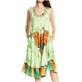 thumbnail image 1 of Sakkas Butterfly Tie Dye Tank Sheath Caftan Mid Length Dress - Green - One Size, 1 of 5