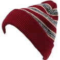 thumbnail image 1 of Sakkas Cabbey Mid Weight Striped Multi Colored Ribbed Knit Unisex Beanie Hat - Burgundy - OS, 1 of 1