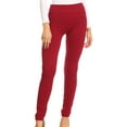thumbnail image 1 of Sakkas Cable Knit Fleece Lined Leggings - Burgundy - Plus Size, 1 of 5