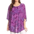 thumbnail image 1 of Sakkas Cleeo Long Wide Tie Dye Lace Embroidered Sequin Poncho Blouse Top Cover Up - Purple - One Size, 1 of 5