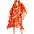 thumbnail image 1 of Sakkas Clementine Second Women's Tie Dye Caftan Dress/Cover Up Beach Kaftan Boho - 40-Orange - One Size, 1 of 5