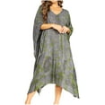 thumbnail image 1 of Sakkas Clementine Third Women's Tie Dye Caftan Dress/Cover Up Beach Kaftan Summer - 43-Green - One Size, 1 of 5