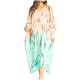 thumbnail image 1 of Sakkas Clementine Third Women's Tie Dye Caftan Dress/Cover Up Beach Kaftan Summer - 44-MintBrown - One Size, 1 of 5