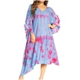 thumbnail image 1 of Sakkas Clementine Women's Tie Dye Caftan Dress/Cover Up Beach Kaftan Boho Summer - 37-BluePurple - One Size, 1 of 5