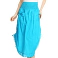 thumbnail image 1 of Sakkas Coco Long Cotton Ruffle Skirt with Pockets and Elastic Waistband - Turq - One Size Regular, 1 of 4