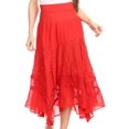 thumbnail image 1 of Sakkas Collina Boho Gypsy Dance Casual Lace Skirt Santorini Travel Summer - Red - XL, 1 of 5