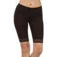 thumbnail image 1 of Sakkas Cotton Blend Lace Trim Stretch Bike Shorts - Made in USA - Brown - Medium, 1 of 5