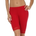 thumbnail image 1 of Sakkas Cotton Blend Lace Trim Stretch Bike Shorts - Made in USA - Red - Large, 1 of 6