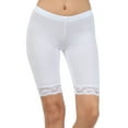 thumbnail image 1 of Sakkas Cotton Blend Lace Trim Stretch Bike Shorts - Made in USA - White - Small, 1 of 5