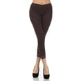 thumbnail image 1 of Sakkas Cotton Blend Lace Trim Stretch Capri Leggings - Made in USA - Brown - Small, 1 of 5