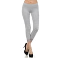 thumbnail image 1 of Sakkas Cotton Blend Lace Trim Stretch Capri Leggings - Made in USA - Heather Grey - Large, 1 of 5