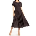 thumbnail image 1 of Sakkas Cotton Crepe Smocked Peasant Gypsy Boho Renaissance Mid Length Dress - A-Black - One Size, 1 of 5