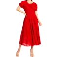 thumbnail image 1 of Sakkas Cotton Crepe Smocked Peasant Gypsy Boho Renaissance Mid Length Dress - A-Red - One Size, 1 of 5