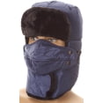 thumbnail image 1 of Sakkas Dab Unisex Faux Fur Chin Strap Removable Face Mask Winter Cold Trooper Hat - Navy - One Size Regular, 1 of 11