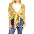 thumbnail image 1 of Sakkas Damari Women's Silky Soft Reversible Border Woven Pashmina Scarf Shawl Wrap - 23-D4-Green - One Size Regular, 1 of 5