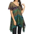 thumbnail image 1 of Sakkas Daniela Womens Short Sleeves Loose Tie Dye Blouse Top Tunic Asymmetrical - Olive - One Size Plus, 1 of 5