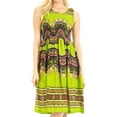 thumbnail image 1 of Sakkas Darcia Women's Casual Summer Cocktail Elastic Stretchy Dashiki Print Dress - Green - One Size, 1 of 5