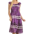 thumbnail image 1 of Sakkas Delilah Gypsy Boho Peasant Batik Dress - Purple - OS, 1 of 4