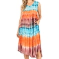 thumbnail image 1 of Sakkas Desert Sun Caftan Dress / Cover Up - Blue / Coral - One Size, 1 of 5