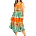 thumbnail image 1 of Sakkas Desert Sun Caftan Dress / Cover Up - Coral / Green - One Size, 1 of 5