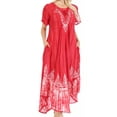 thumbnail image 1 of Sakkas Devora Women's Maxi NightGown Caftan Kaftan Dress Tie Dye Batik & Corset - Blush - One Size Regular, 1 of 5