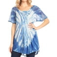thumbnail image 1 of Sakkas Donna Women's Casual Lace Short Sleeve Tie Dye Corset Loose Top Blouse - SkyBlue - Plus Size, 1 of 5