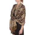 thumbnail image 1 of Sakkas Double Layer Jacquard Paisley Pashmina Shawl / Wrap / Stole - Chocolate Brown / Gold - One Size, 1 of 11