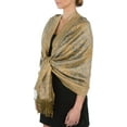 thumbnail image 1 of Sakkas Double Layer Jacquard Paisley Pashmina Shawl / Wrap / Stole - Grey / Champagne - One Size, 1 of 4