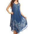 thumbnail image 1 of Sakkas Ecrin Women Tie-dye Sleeveless Stonewashed Caftan Cover up Dress Flowy - Denim Blue - One Size Regular, 1 of 5
