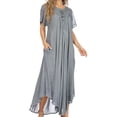 thumbnail image 1 of Sakkas Egan Long Embroidered Caftan Dress / Cover Up With Embroidered Cap Sleeves - A-Azur - One Size Regular, 1 of 5
