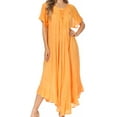 thumbnail image 1 of Sakkas Egan Long Embroidered Caftan Dress / Cover Up With Embroidered Cap Sleeves - P-Tangerine - One Size Regular, 1 of 5