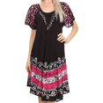 thumbnail image 1 of Sakkas Elisha Mid Length Batik Caftan Embroidered Cap Sleeves Floral Pattern - Navy / Pink - One Size, 1 of 5
