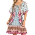 thumbnail image 1 of Sakkas Eliza Women's Cocktail Short Sleeve Floral Print Boho Dress Summer Casual - TTU375-Turq - One Size, 1 of 5