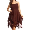 thumbnail image 1 of Sakkas Ella Smocked Bodice Spaghetti Strap Double Layered Dress - Brown - One Size Regular, 1 of 5