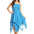 thumbnail image 1 of Sakkas Ella Smocked Bodice Spaghetti Strap Double Layered Dress - SkyBlue - One Size Regular, 1 of 5