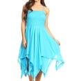 thumbnail image 1 of Sakkas Ella Smocked Bodice Spaghetti Strap Double Layered Dress - Turquoise - One Size Regular, 1 of 5