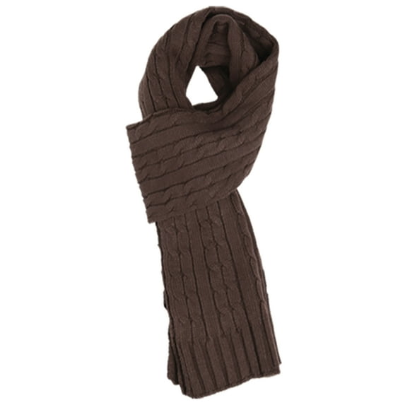 Sakkas Ellington Unisex Knit Scarf - Cable Knit Chocolate - One Size