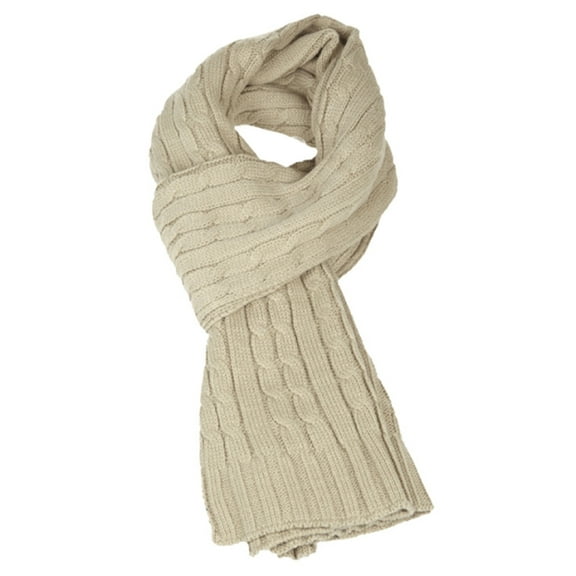 Sakkas Ellington Unisex Knit Scarf - Cable Knit Khaki - One Size