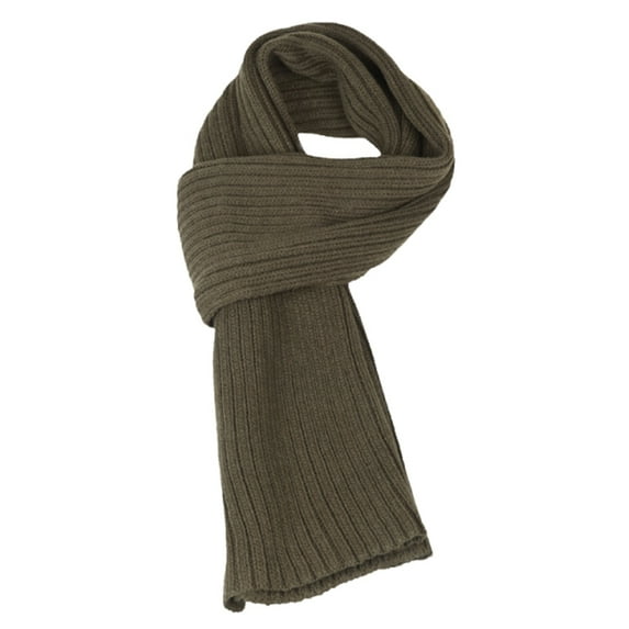 Sakkas Ellington Unisex Knit Scarf - Ribbed Knit Olive - One Size